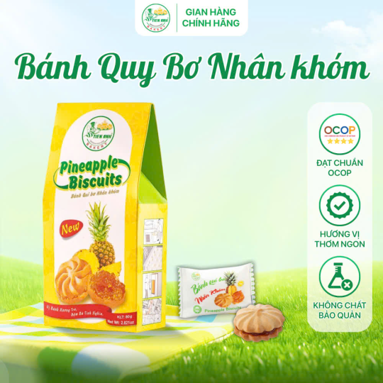 Bánh Qui Bơ Nhân Khóm - Hộp Giấy 80g